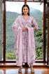 Floral Print Empire Thread Work Pure Cotton LAVENDER PURPLE Alia Cut Flared Kurta with Trousers & Dupatta