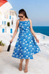 Women's Floral Print Gorgeous Shoulder Strap AZURE BLUE Pretty Travel Wear Dress